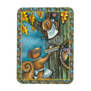 MAGNET FLEXIBLE SQUIRRELS & OWL THANKSGIVING, MAISON ACORN PIE