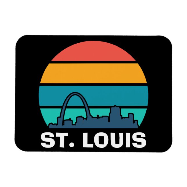 Magnet Flexible St. Louis Arch Retro Sunset Cityscape Photo (Horizontal)