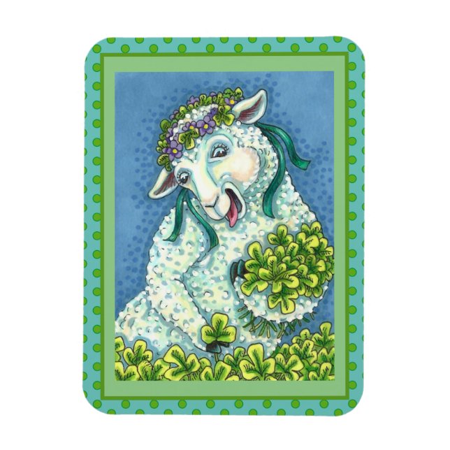 MAGNET FLEXIBLE ST. PATRICK'S DAY IRISH EWE, SHEEP & SHAMROCK (Vertical)
