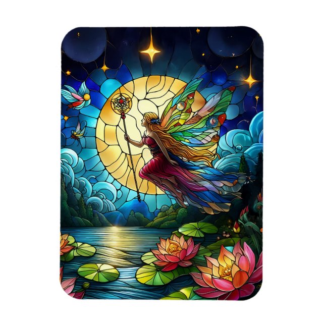 Magnet Flexible Stained Glass Moonlight Flight Fairy  (Vertical)