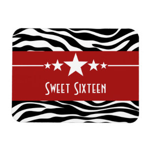 Magnet Flexible Stars Zebra Print Sweet 16 Magnet, Rouge
