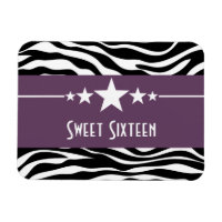 Stars Zebra Print Sweet 16 Magnet, violet