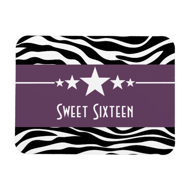 Magnet Flexible Stars Zebra Print Sweet 16 Magnet, violet (Horizontal)