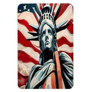 Magnet Flexible Statue moderne de la Liberté avec Drapeau américai