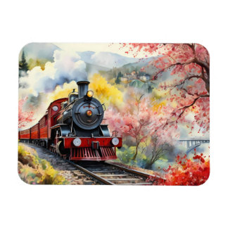 Magnet Flexible Steam Train Dreams Landscape Watercolour Artwork j
