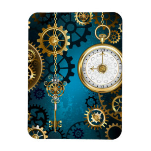 Magnet Flexible Steampunk Arrière - plan turquoise avec Gears
