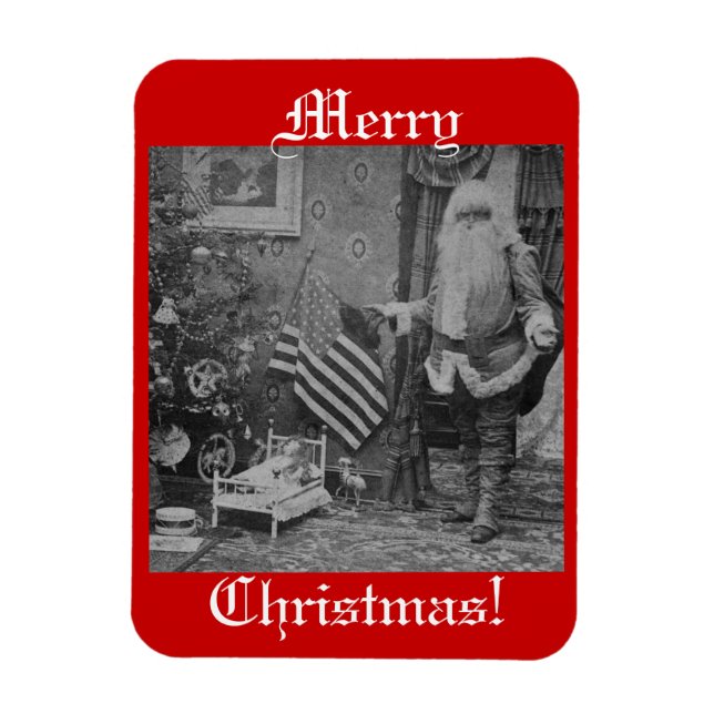 Magnet Flexible Stereoview Père Noël et drapeau américain (Vertical)