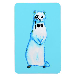 Magnet Flexible Stoat blanc Ermine Cute Ferret Lover Art