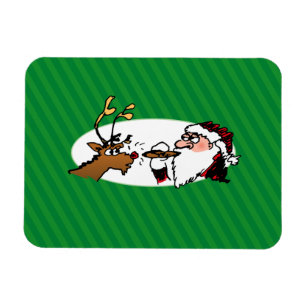 Magnet Flexible Stogie Fumer Père Noël Funny Green Stripe Noël