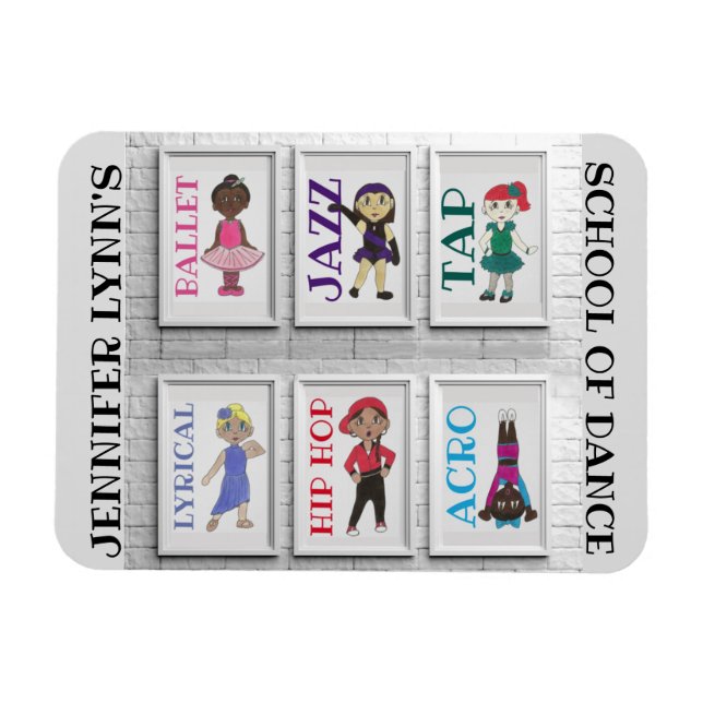 Magnet Flexible Studio De Danse Personnalisé Professeur Ballet Tap (Horizontal)
