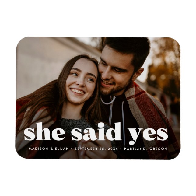 Magnet Flexible Style moderne Gras blanc typographie photo Enregis (Horizontal)