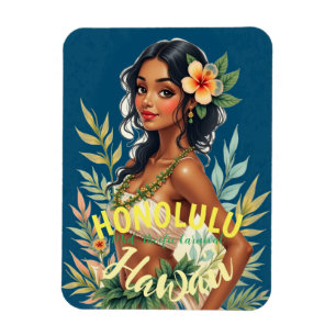 Magnet Flexible Style vintage Hawaiian Travel Honolulu Mid-Pacific