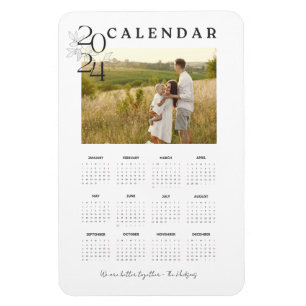 Magnet Flexible Style White 2024 Pleine Année Calendrier photo Cou