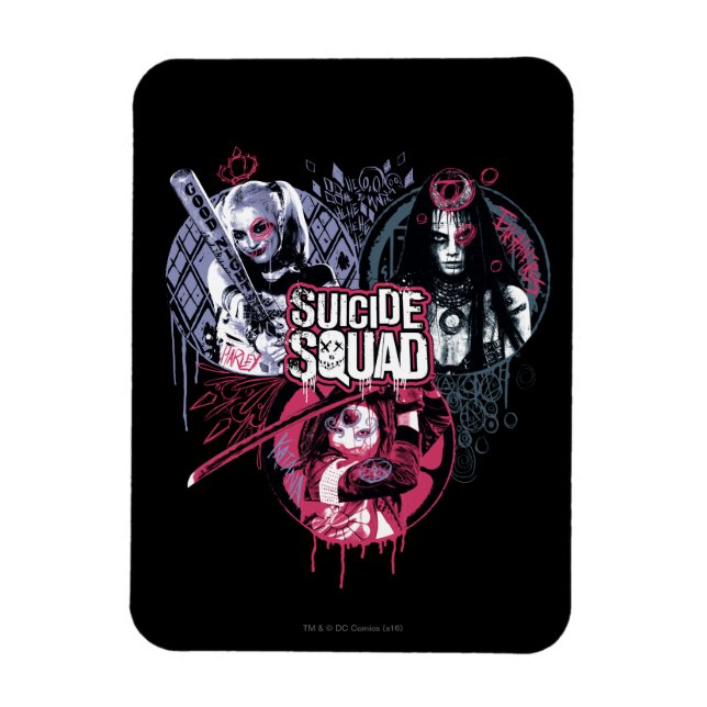 Magnet Flexible Suicide Squad | Girls Graffiti Badges (Vertical)