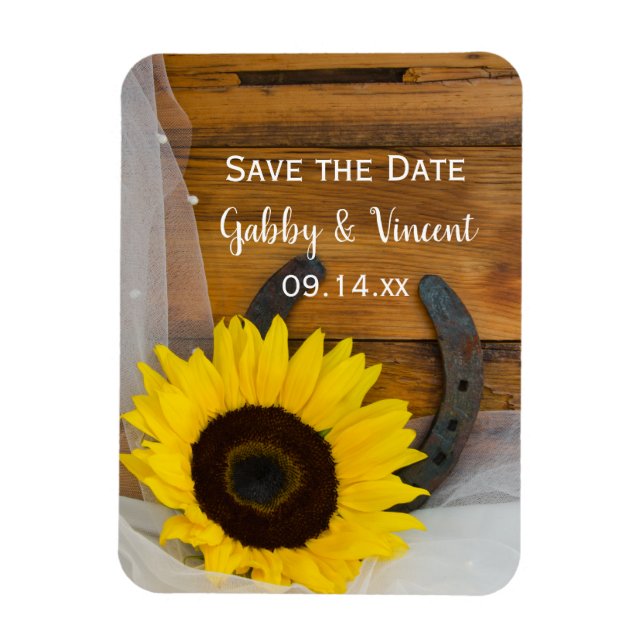 Magnet Flexible Sunflower Horseshoe Mariage Occidental Enregistrer (Vertical)