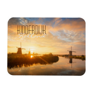 Magnet Flexible Sunrise over windmills and a river in Holland