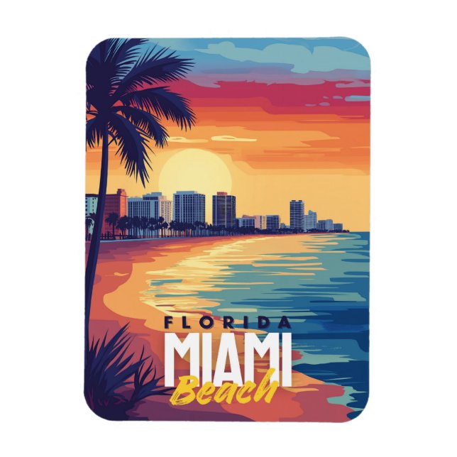 Magnet Flexible Sunset Miami Beach | La côte florentine vibrante (Vertical)