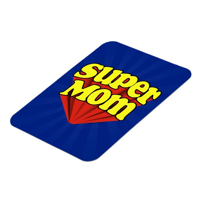 Magnet Flexible Super Maman Rouge/Jaune/Bleu Superhero Fête des Mè (Côté Gauche)