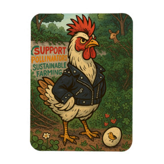 Magnet Flexible Support Polinators Cool Rooster in Leather Jacket