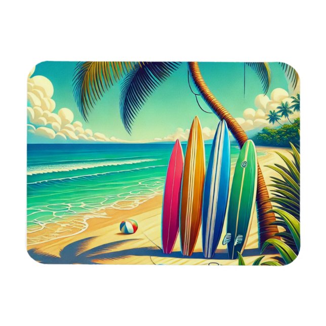 Magnet Flexible Surf coloré sur la plage (Horizontal)