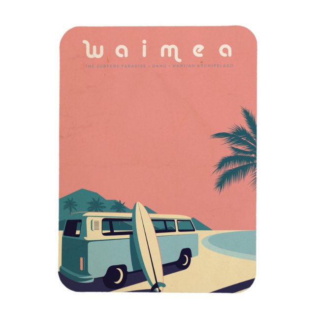 Magnet Flexible Surf hawaïen rétro (Vertical)