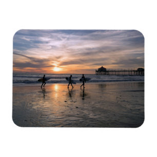 Magnet Flexible Surfeurs de Californie au coucher du soleil