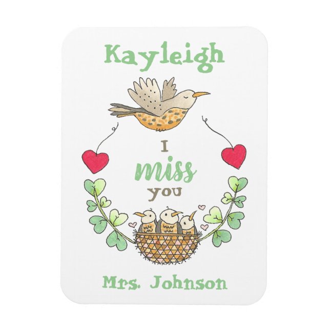Magnet Flexible Sweet Little Birds Je Vous Manque Professeur (Vertical)