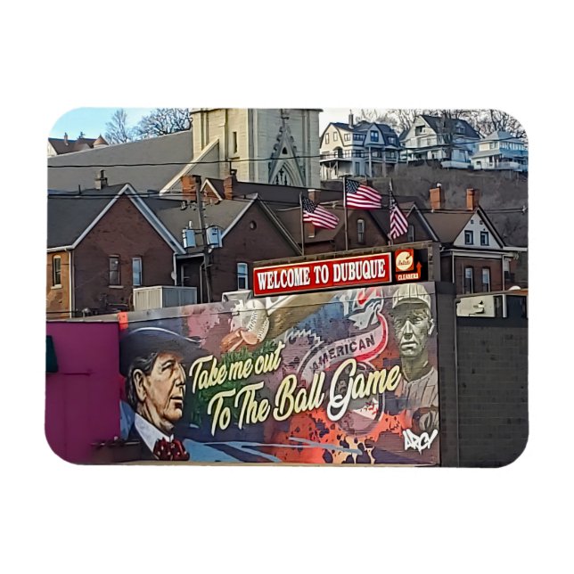 Magnet Flexible Symbole de Dubuque, Iowa avec drapeau américain (Horizontal)