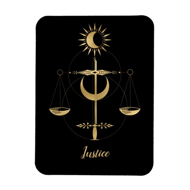 Magnet Flexible Symbole de justice du tarot d'or (Vertical)