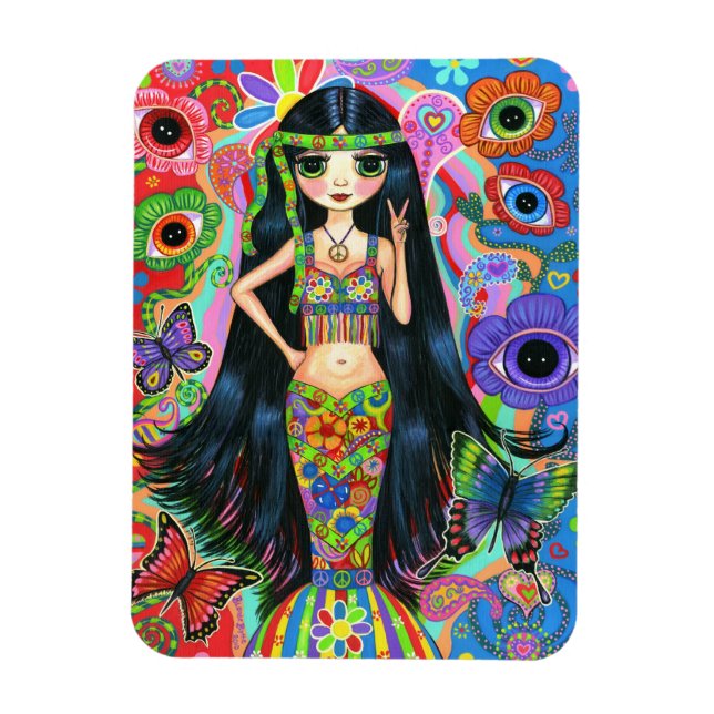 Magnet Flexible SYMBOLE DE PÂTE DE FEMME D'Hippie Psychédélique Su (Vertical)
