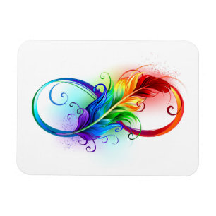 Magnet Flexible Symbole d'infini avec plume arc-en-ciel