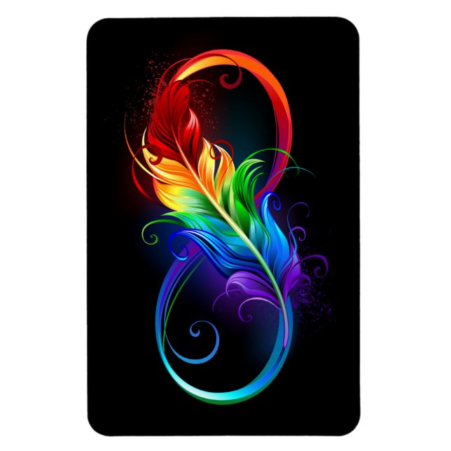 Magnet Flexible Symbole d'infini avec plume arc-en-ciel (Vertical)