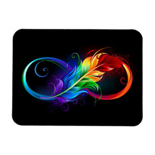 Magnet Flexible Symbole d'infini avec plume arc-en-ciel