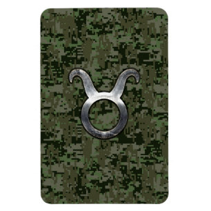 Magnet Flexible Symbole Taurus Zodiac sur Camo numérique vert