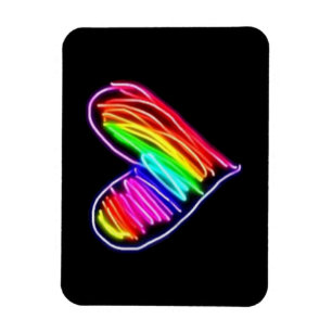 Magnet Flexible T-Shirt Cœur Arc-en-Ciel Néon Rassemblement Fierté