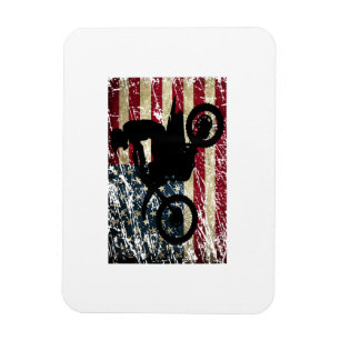 Magnet Flexible T-Shirt Motocross Drapeau USA Moto Cross American