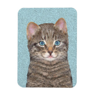 Magnet Flexible Tabby Gris Peinture Chat - Cute Original Art Chat
