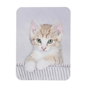 Magnet Flexible Tabby Orange Kitten Peinture - Art Chat original