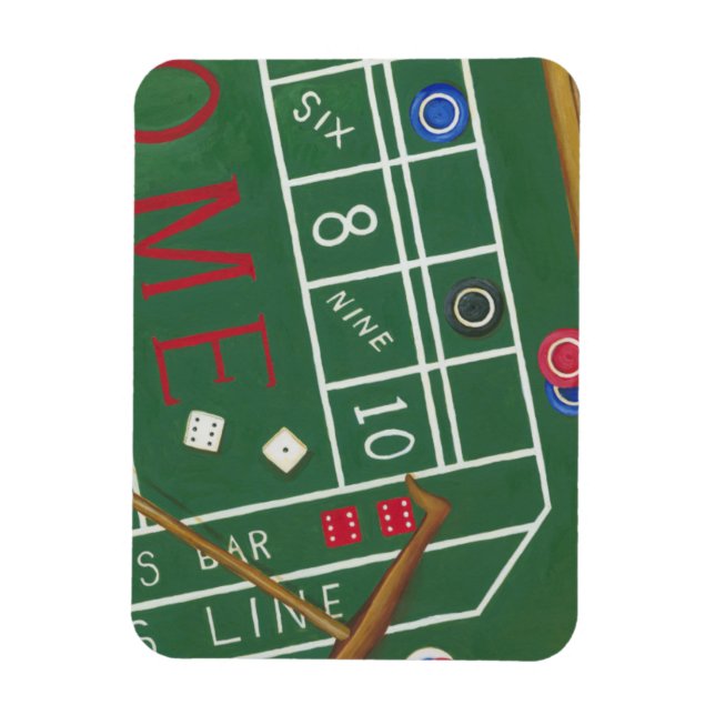 Magnet Flexible Table Casino Craps avec chips et dés (Vertical)