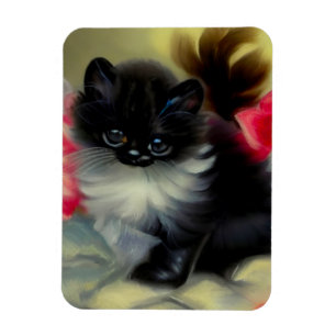 Magnet Flexible Tableau vintage de chaton noir et blanc