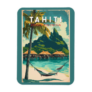 Magnet Flexible Tahiti Illustration Voyage Art Vintage