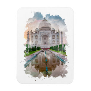 Magnet Flexible Taj Mahal India Aquarelle Art