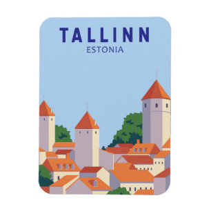 Magnet Flexible Tallinn Estonie Retro Travel Art Vintage