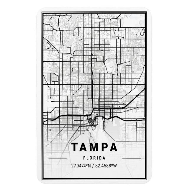 Magnet Flexible Tampa Florida USA Travel City Map Poster (Vertical)