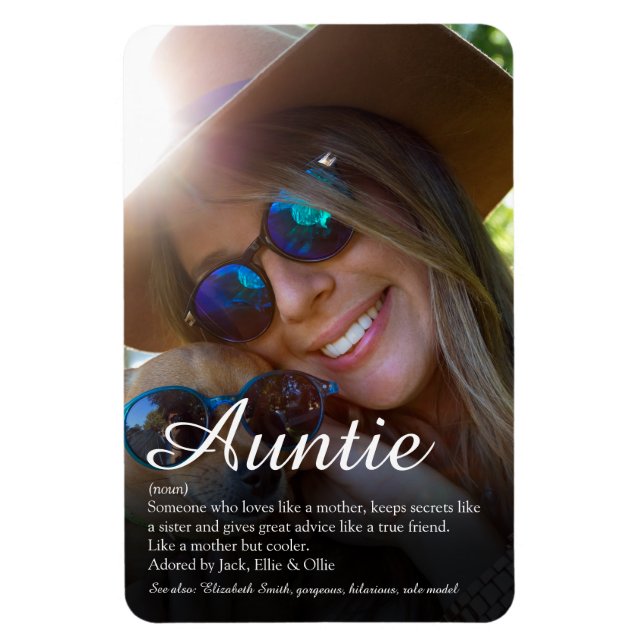 Magnet Flexible Tante préférée, Tante Définition Script Photo (Vertical)