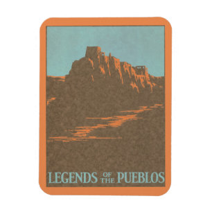 Magnet Flexible Taos Pueblos vintage du Nouveau-Mexique, Art de po