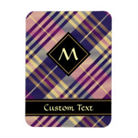 Tartan mauve, or et bleu