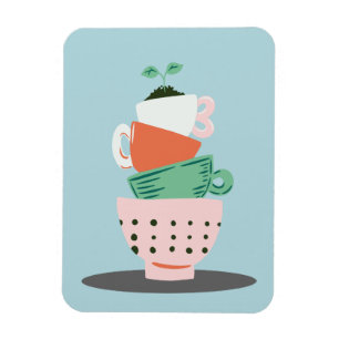 Magnet Flexible Tasses et Plante d'art moderne empilés