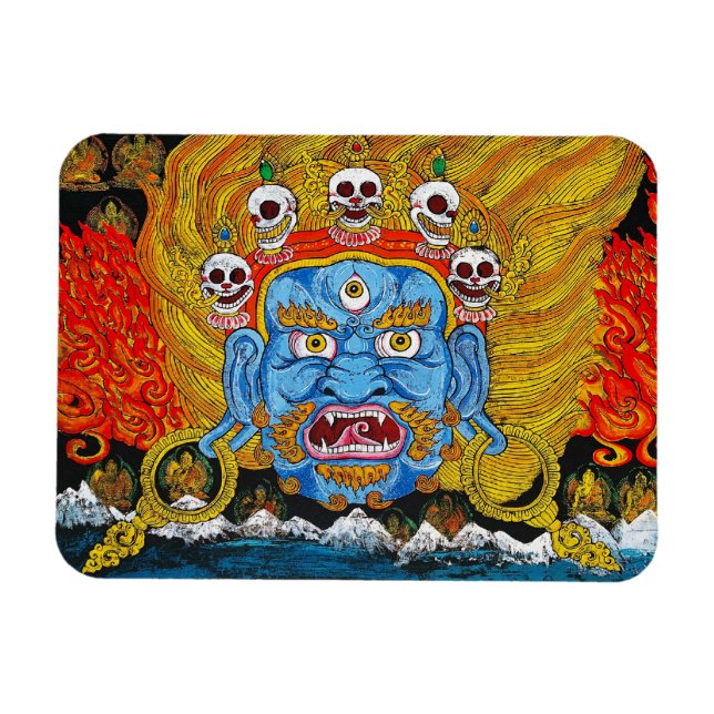 Magnet Flexible tatouage cool oriental tibétain thangka démon (Horizontal)