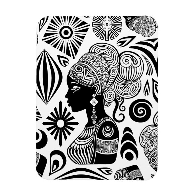 Magnet Flexible Tatouage Tribal Portrait de Fille Africaine (Vertical)